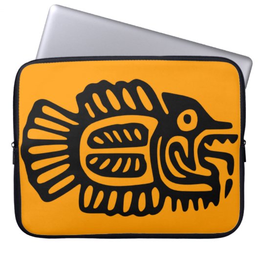Ancient Mexican Fish Motif Computer Sleeve (Vorderseite)