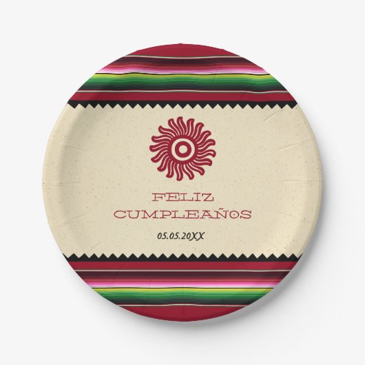 Ancient mexikanische Sun Serape Cinco de Mayo Part Pappteller (Vorderseite)