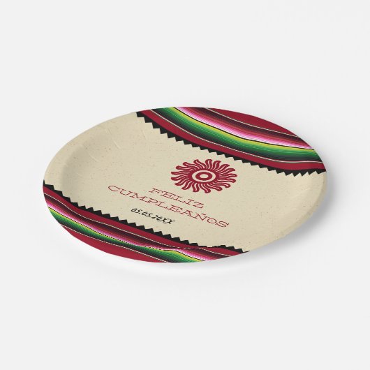 Ancient mexikanische Sun Serape Cinco de Mayo Part Pappteller (Schrägansicht)