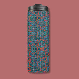 Ancient Mosaic Geometric Floral Muster Thermosbecher