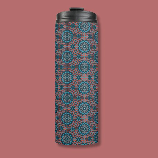 Ancient Mosaic Geometric Floral Muster Thermosbecher