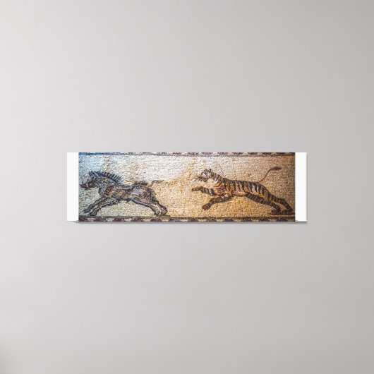 Ancient Mosaik : Ein Tiger, der einen Boar jagt Leinwanddruck (Vorderseite)
