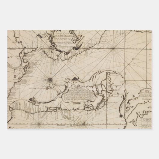 Ancient nautical map of the Pacific Ocean Geschenkpapier Set (Vorderseite 3)