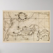 Ancient nautical map of the Pacific Ocean Poster (Vorne)
