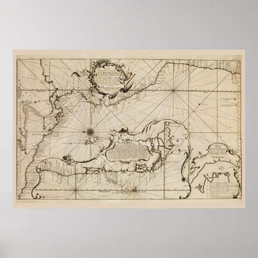 Ancient nautical map of the Pacific Ocean Poster (Vorne)