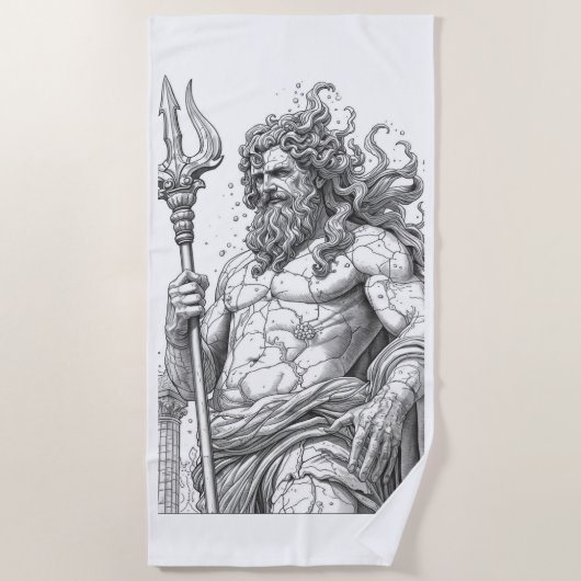 Ancient Neptune Marble Statue Pattern - Mythologic Strandtuch (Vorderseite)