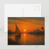Ancient Nile Felucca Sunset Ägyptische Postkarte (Vorne/Hinten)