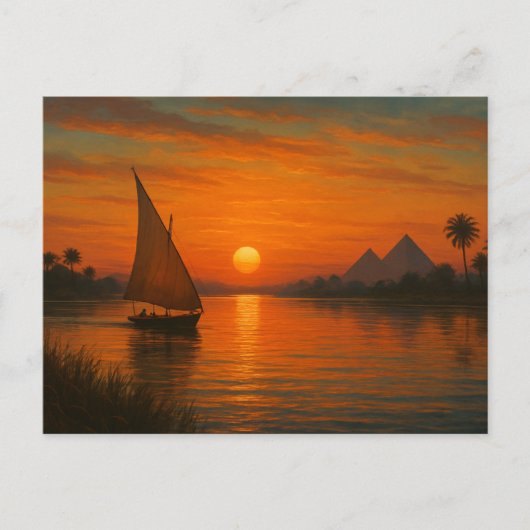 Ancient Nile Felucca Sunset Ägyptische Postkarte (Vorderseite)