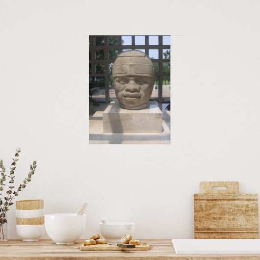 Ancient Olmec Head 4 Poster (Küche)
