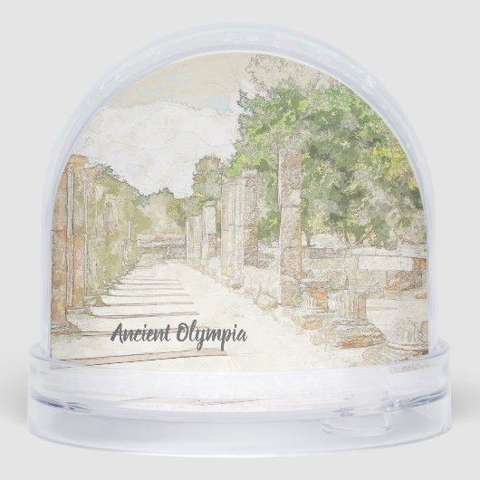 Ancient Olympia Greece Snow Globe – Historic  Schneekugeln (Rückseite)