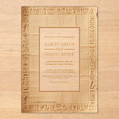 Ancient Papyrus Gold Hieroglyphen Ägyptische Hochz Acryleinladungen (Vorderseite)