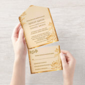 Ancient Papyrus Gold Lotus Egyptian Foil Wedding All-in-One-Einladung (Abreißstreifen)
