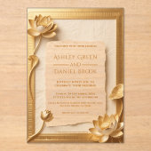 Ancient Papyrus Luxury Gold Lotus Ägyptische Hochz Acryleinladungen (Vorderseite)