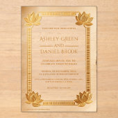 Ancient Papyrus Royal Gold Lotus Egyptian Wedding Acryleinladungen (Vorderseite)