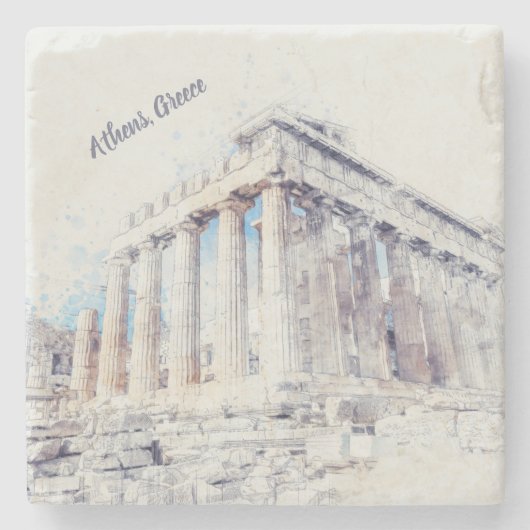 Ancient Parthenon Athen Griechenland Stone Unterse Steinuntersetzer (Vorderseite)