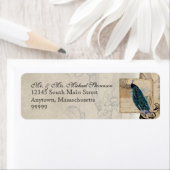 Ancient Peacock Matching Address Label - Aqua Blue (Insitu)