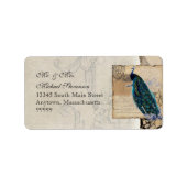 Ancient Peacock Matching Address Label - Aqua Blue Adressaufkleber (Vorne)