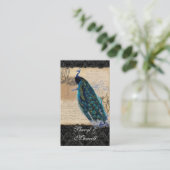 Ancient Peacock Vintage Wedding Empfang Favoriten Begleitkarte (Stehend Vorderseite)