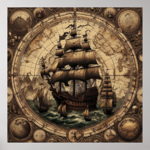 Ancient Pirate Segelschiff 1 Poster