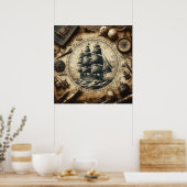 Ancient Pirate Segelschiff 4 Poster (Küche)
