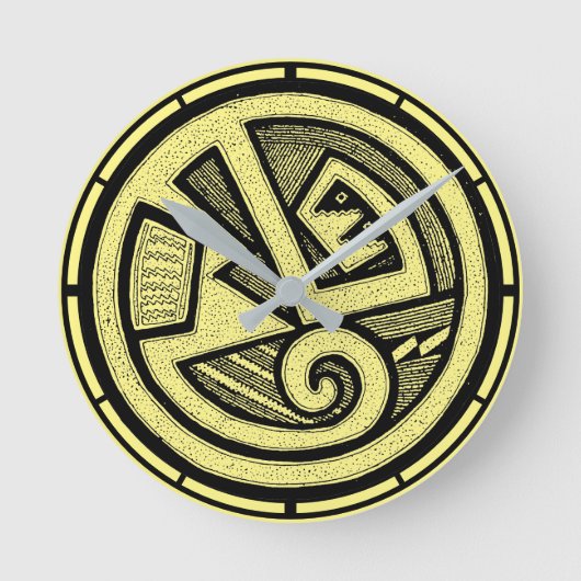 Ancient Pueblo Tribal Pottery Southwestern Art Runde Wanduhr (Vorderseite)