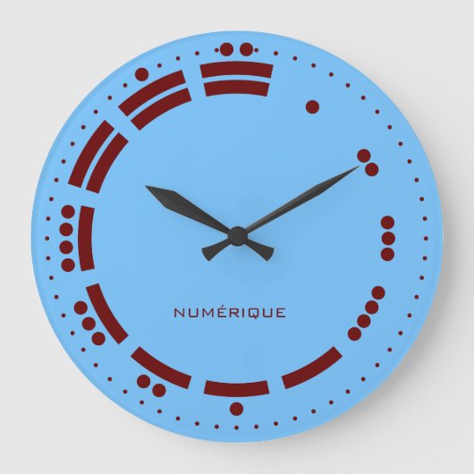 Ancient Red Blue Mayan Numerals Minimalist Art Große Wanduhr (Vorderseite)