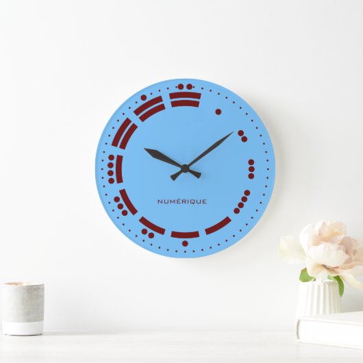 Ancient Red Blue Mayan Numerals Minimalist Art Große Wanduhr (Zuhause)