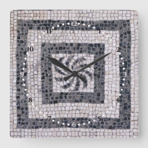 Ancient Roman Mosaic Spiral Quadratische Wanduhr