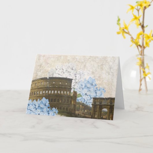 Ancient Rome Blue Hydrangea Card Karte (Gelbe Blume)