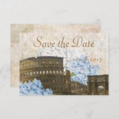Ancient Rome Blue Hydrangea Save the Date Card (Vorne/Hinten)