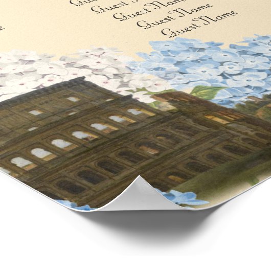 Ancient Rome Blue Hydrangea Seating Chart Poster (Ecke)