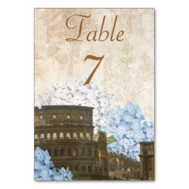 Ancient Rome Blue Hydrangea Tischnummer Card