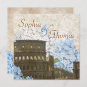 Ancient Rome Blue Hydrangea Wedding Einladung (Vorne/Hinten)