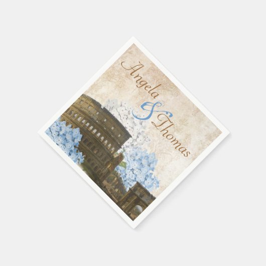 Ancient Rome Blue Hydrangea Wedding Napkins Serviette (Ecke)