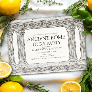 Ancient Rome Toga Geburtstagsparty mit Säulen Einladung