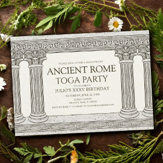 Ancient Rome Toga Geburtstagsparty mit Säulen Einladung
