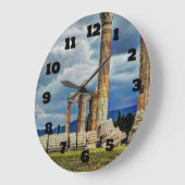 Ancient Ruins in Athens Greece Große Wanduhr (Winkel)