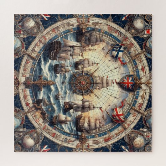 Ancient Sailing Ships England Norwegen Finnland V3 Puzzle (Horizontal)