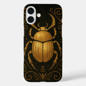 Ancient Scarab Mystique Gold auf schwarz Case-Mate iPhone Hülle (Rückseite)