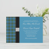 Ancient Smith Blue Tartan Wedding Einladung (Stehend Vorderseite)