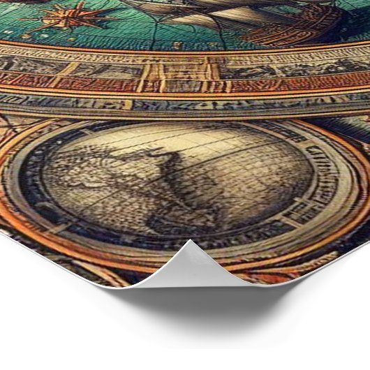 Ancient Spanish Sailing Ship, Karte 3 Poster (Ecke)