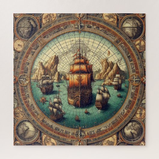 Ancient Spanish Sailing Ship, Karte 3 Puzzle (Vertikal)