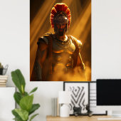 Ancient Spartan Warrior in Golden Sunlight Poster (Heimbüro)