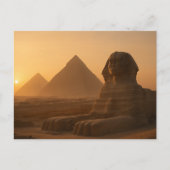 Ancient Sphinx Golden Postcard Pyramid Sunset Postkarte (Vorderseite)