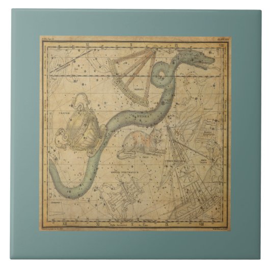 Ancient Star Chart der Hydra-Konstellation Fliese (Vorderseite)
