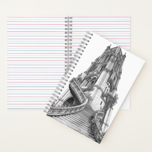 Ancient Stone Tower with Winding Brick Staircase Notizblock (Innen)