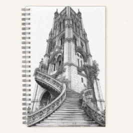 Ancient Stone Tower with Winding Brick Staircase Notizblock