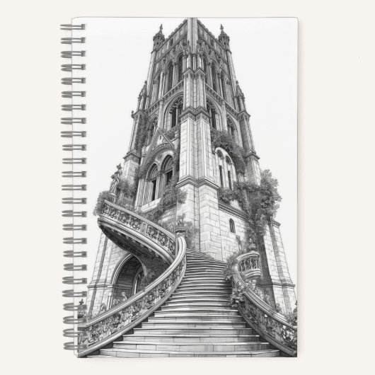 Ancient Stone Tower with Winding Brick Staircase Notizblock (Vorderseite)