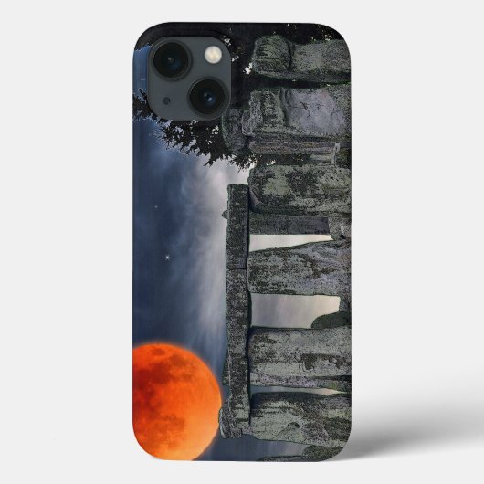 Ancient Stonehenge & Mystical Red Full Moon Case-Mate iPhone Hülle (Rückseite)