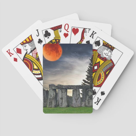 Ancient Stonehenge & Mystical Red Full Moon Spielkarten (Rückseite)